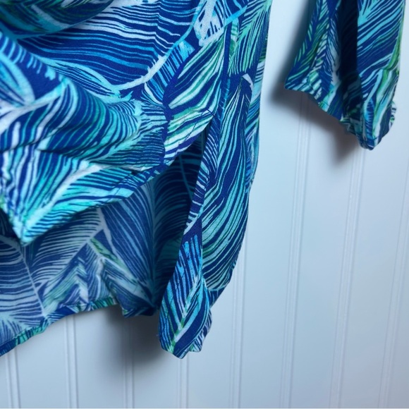 LA BLANCA Sketched Leaves Long Sleeve Tunic Swim Cover-Up Large NO FOR SALE - Picture 8 of 13